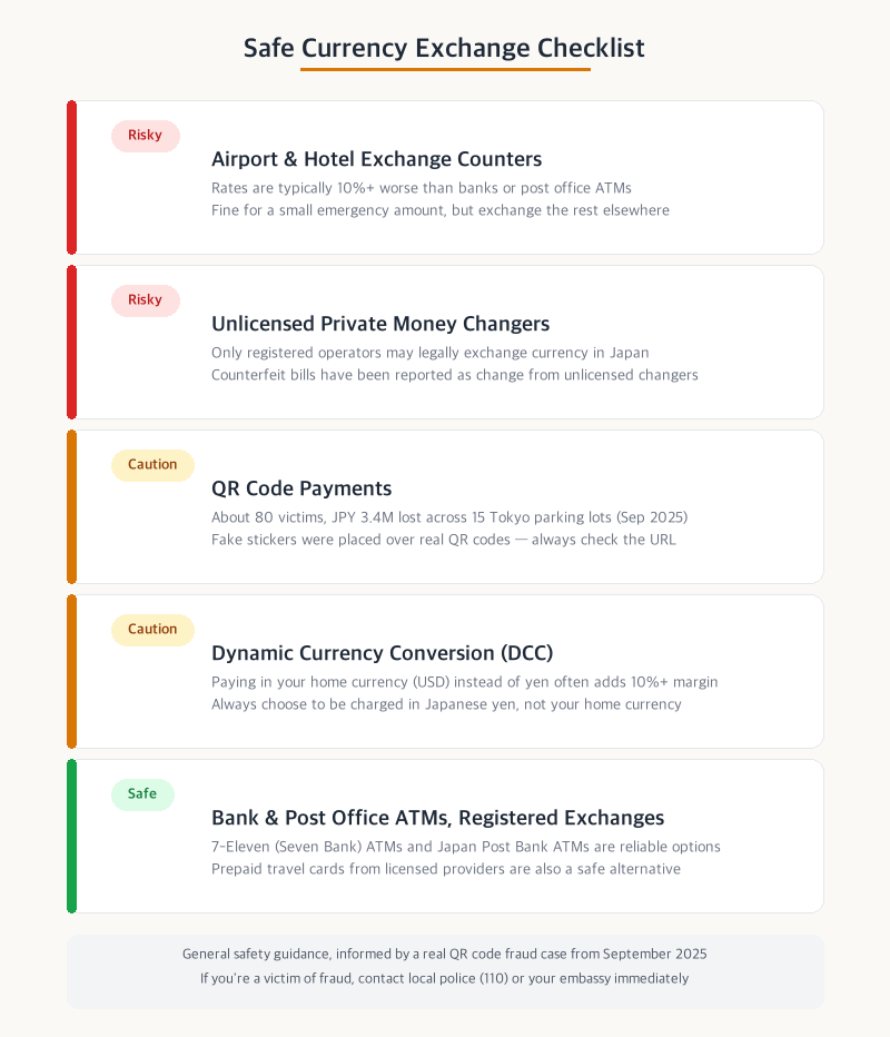 Safe currency exchange checklist