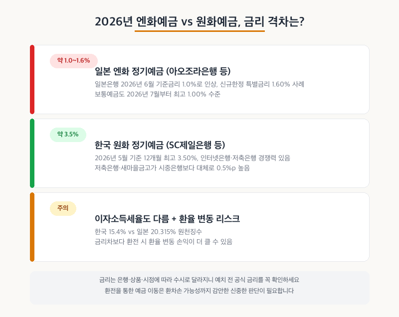 엔화 예금 한국 예금 금리 비교