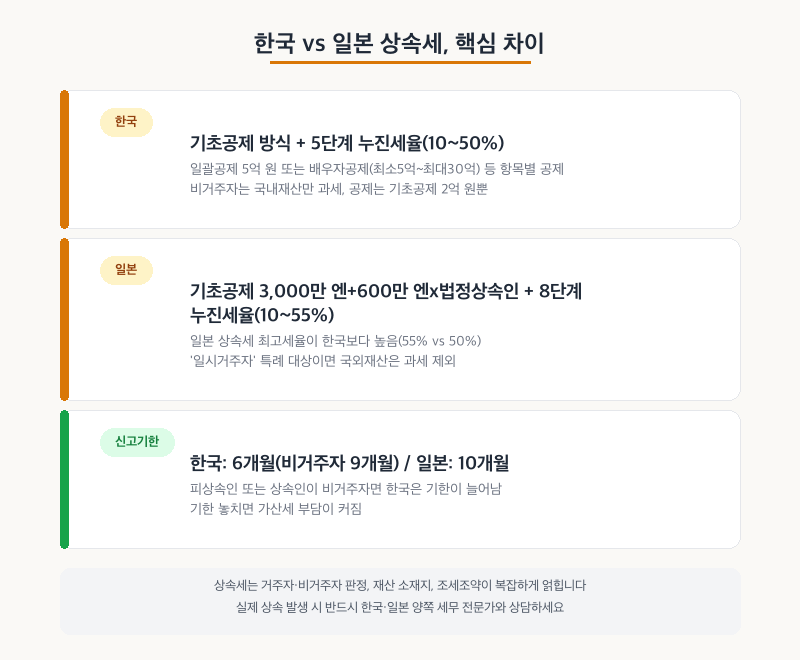 한국 일본 상속세 핵심 차이 비교