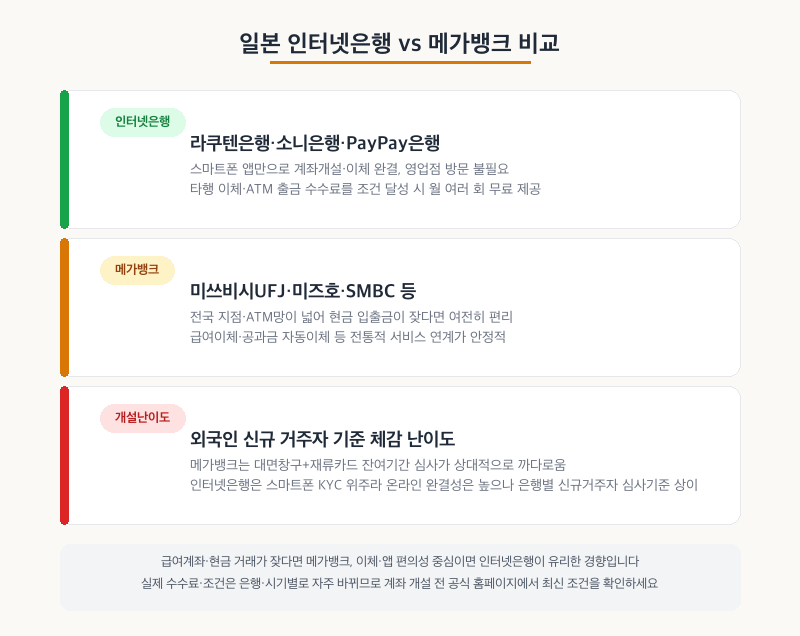 일본 인터넷은행 vs 메가뱅크 비교