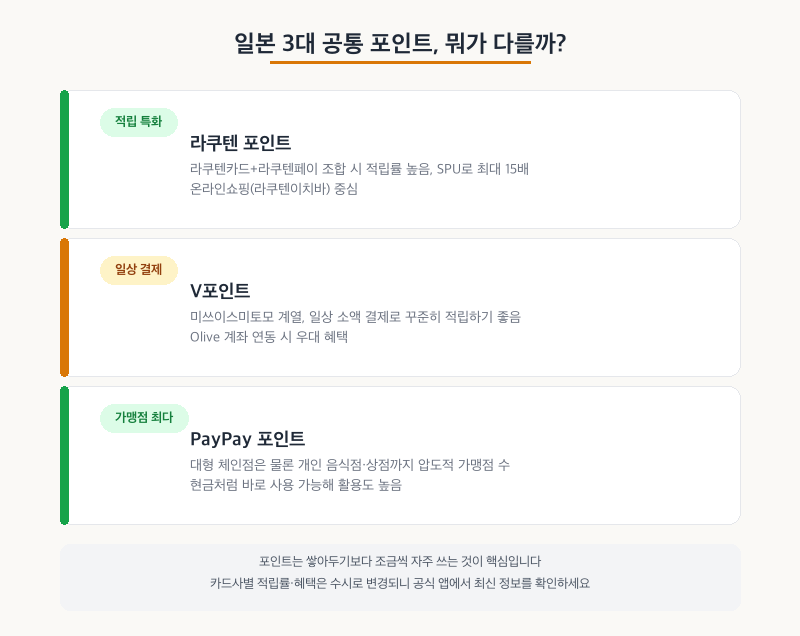 일본 3대 공통 포인트 비교
